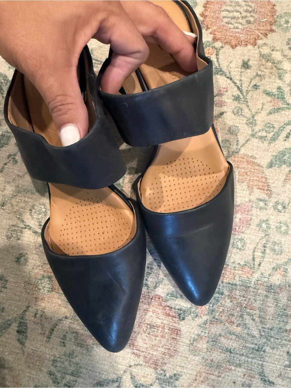 Corso Como Black Pointed Toe Mules with Wide Strap